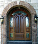 round top mahogany entry door
