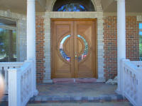 tiffany style wood entry door