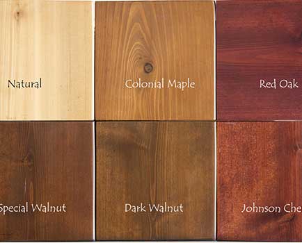 Cedar garage door stain and finish samples