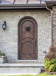 rustic round top entry door