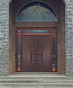 Copper Exterior Double Doors with Sidelights and Transom