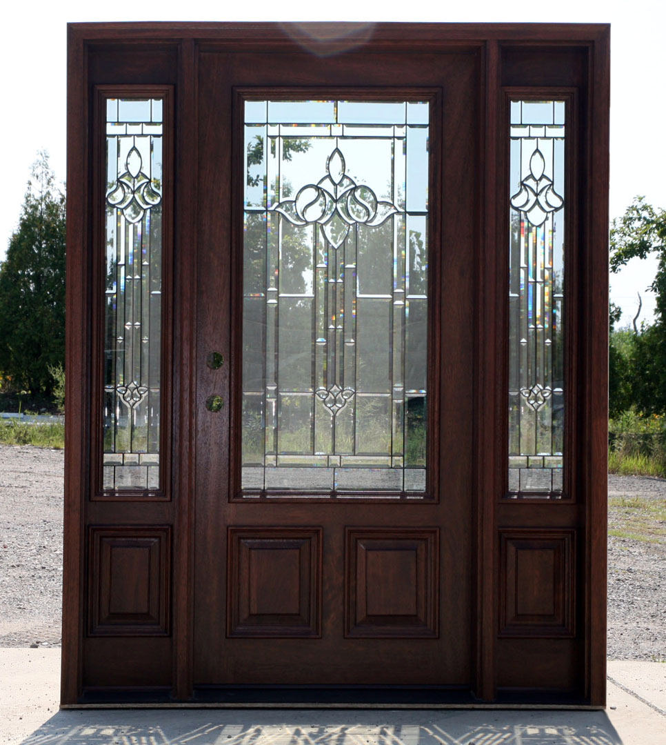 Details about Mahogany Exterior door with sidelights n 200 mystic 6'8