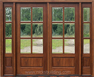 N 6-Lite Double Door 2 Sidelights Clear Beveled Glass