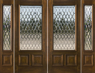 200 Series Double Door and Sidelights with Chateau Glass