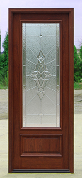full lite mahogany door with frosted zinc glass