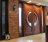 Mahogany exterior doors display
