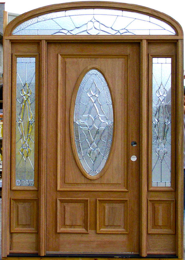 Oval Glass Doors with Arched Transom Window