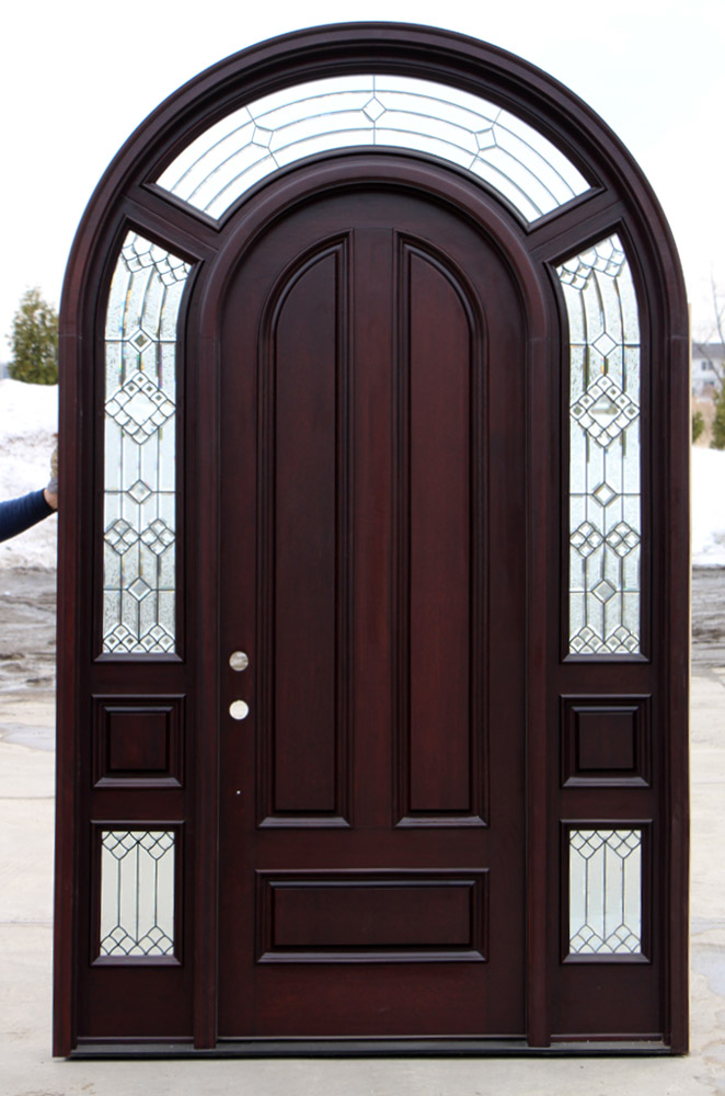front entry door with sidelights and transom Arched exterior door with ...