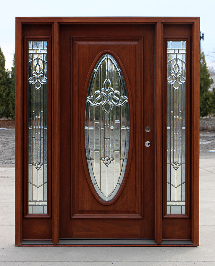Hand Crafted White Oak Front Entrance Door With Oval Leaded Glass by  FURNITURE BY CARLISLE