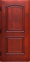 Copper exterior door has Mahogany wood interior
