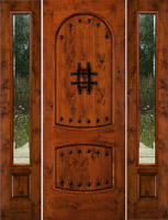 Rustic Door Sw-01 with Sw100 Sidelights and Clear Beveled glass
