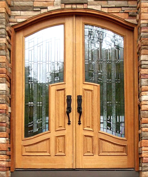 Arch Top Double Doors with Beautiful Glass and Silver Caming