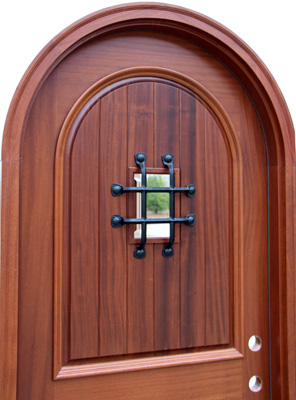 mahogany arched door closeup picture