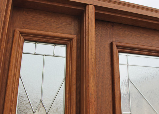 Mahogany Entry Door with Sidelights and Glass