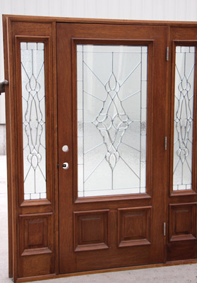 Mahogany Entry Door with Sidlights inside view