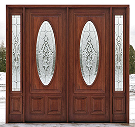 n-600 Oval Mahogany Double Doors with Sierra Glass