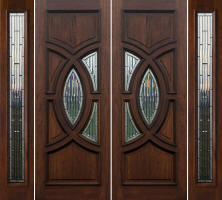 Exterior Double Doors with Sidelights - Solid Mahogany Doors