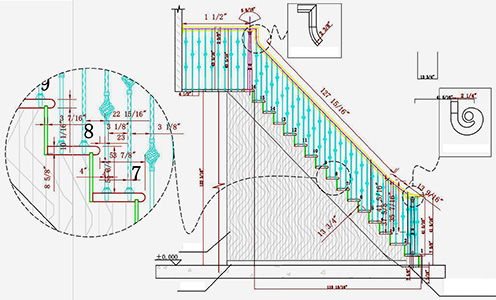 red oak staircase profile